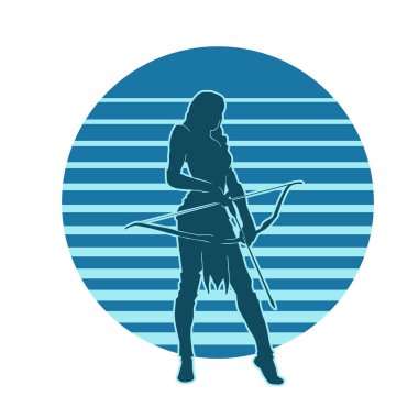 Taşradaki kabile silueti vektörü kadın okçu savaşçı.