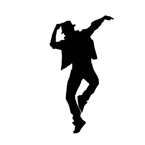 Man Straat Dansen Hip Hop Danser Vector Silhouet — Stockvector
