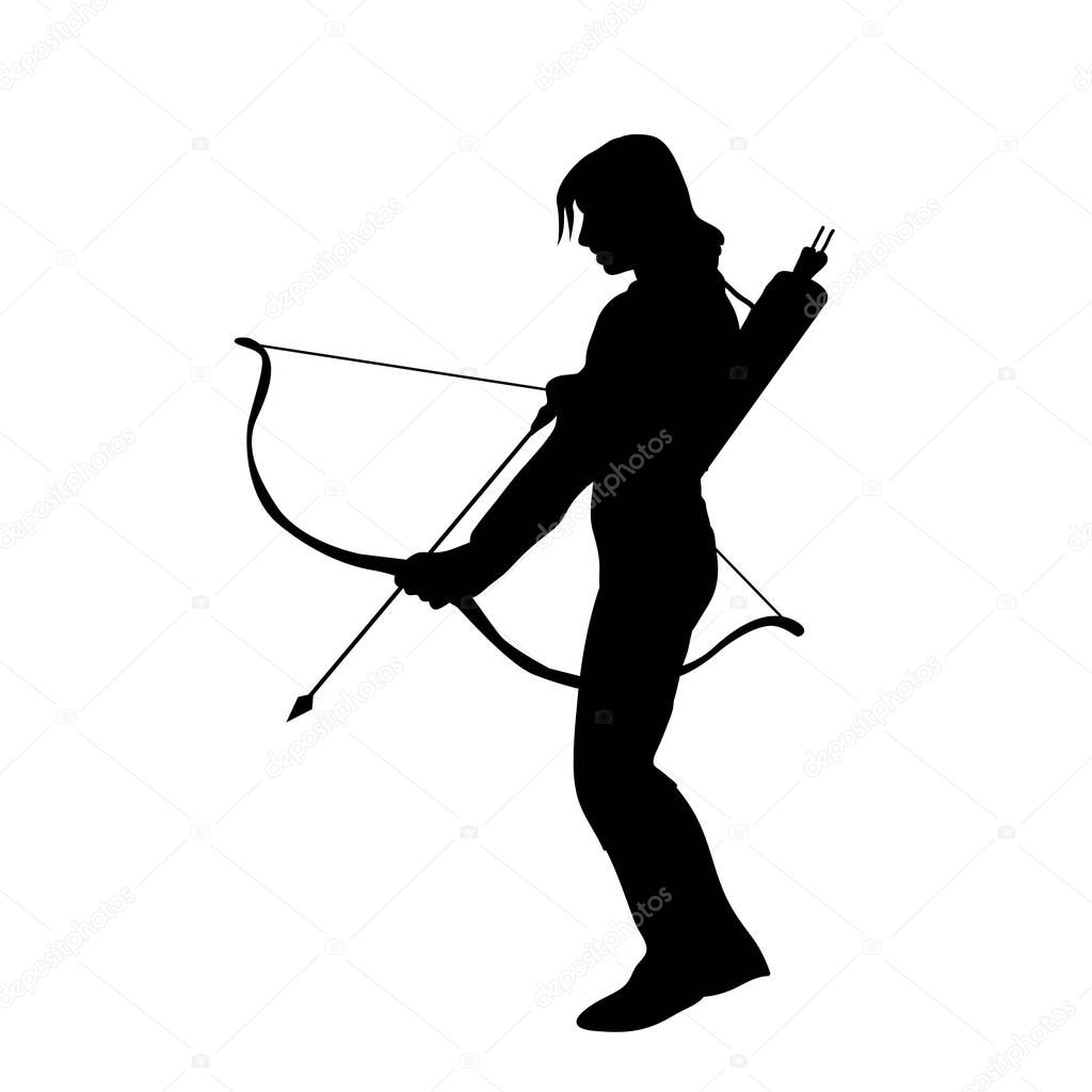 Outback tribal silhouette vector female archer warrior