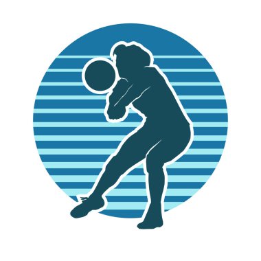 kadın plaj voleybolu atlet vektör silueti