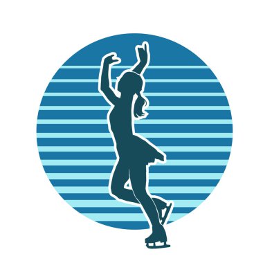 Kadın buz pateni sporu vektör silueti
