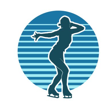Kadın buz pateni sporu vektör silueti