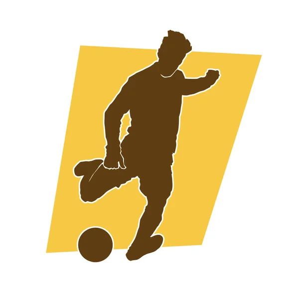 Hombre Fútbol Atleta Vector Silueta — Vector de stock