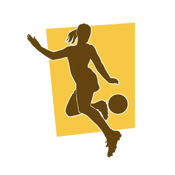 Silhueta Vetor Atleta Futebol Feminino — Vetor de Stock