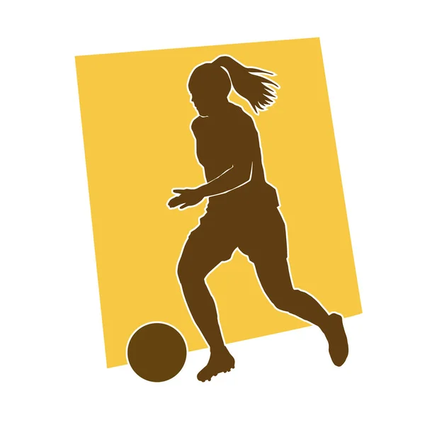 Vrouwelijke Voetbal Atleet Vector Silhouet — Stockvector