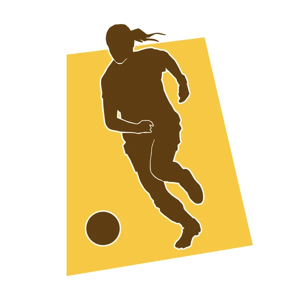 女子サッカー選手のベクトルシルエット — ストックベクタ