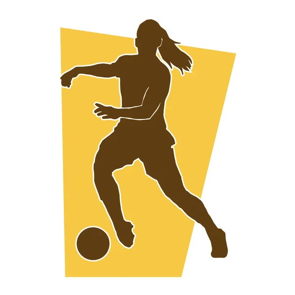 Mujer Atleta Fútbol Vector Silueta — Vector de stock