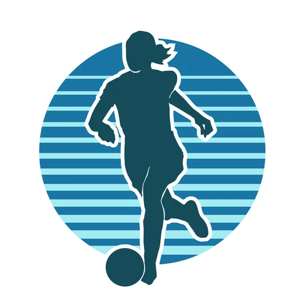 Kvinnlig Fotboll Idrottsman Vektor Silhuett — Stock vektor