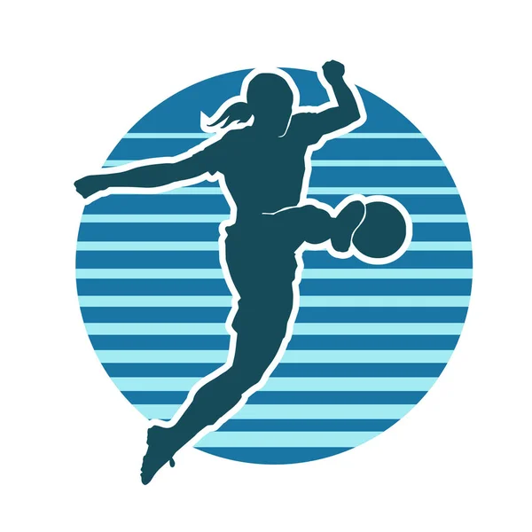 Silhouette Vectorielle Athlète Football Féminin — Image vectorielle