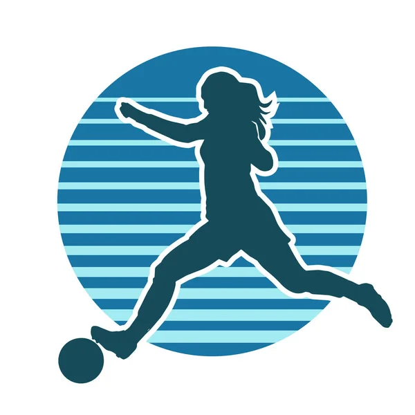 Mujer Atleta Fútbol Vector Silueta — Vector de stock