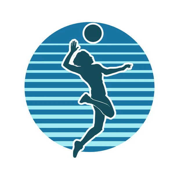 Mujer Voleibol Playa Atleta Vector Silueta — Vector de stock