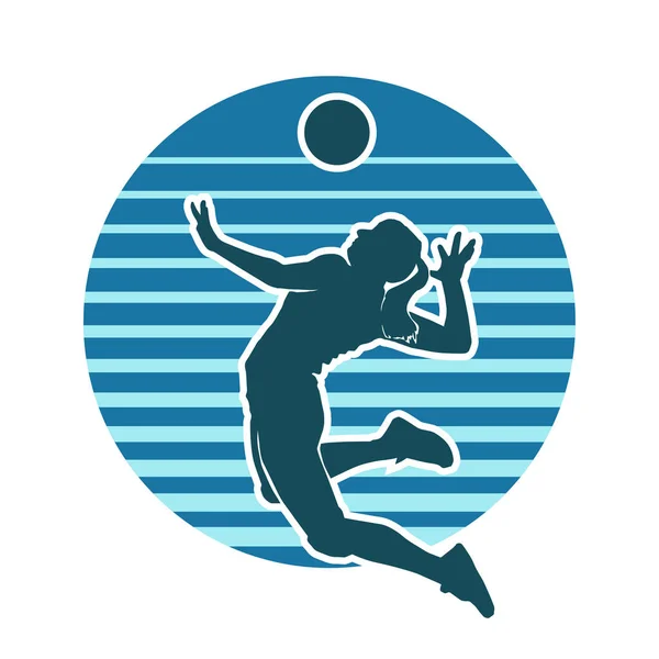 Beachvolleyball Athletin Vektor Silhouette — Stockvektor