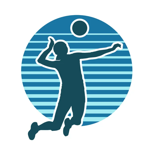 Beachvolleyball Athletin Vektor Silhouette — Stockvektor
