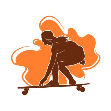 Ayrıntılı kadın kaykaycı vektör silueti