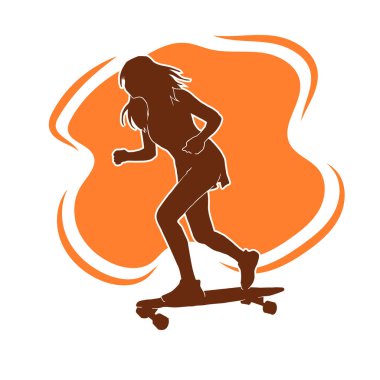 Ayrıntılı kadın kaykaycı vektör silueti