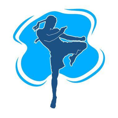 Erkek Muay Thai dövüş sanatları vektör silueti