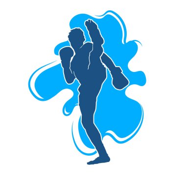 Erkek Muay Thai dövüş sanatları vektör silueti
