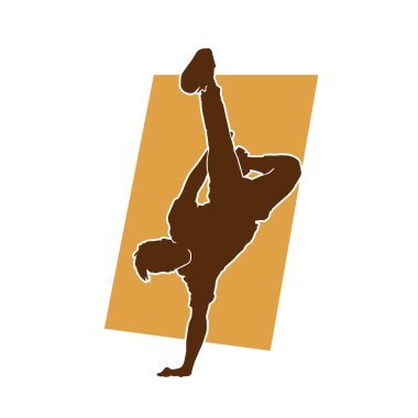 Erkek hip-hop dansçısı vektör siluetini izole etti