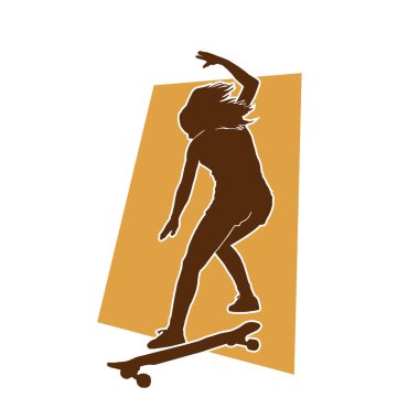 Ayrıntılı kadın kaykaycı vektör silueti