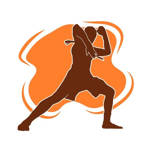 Männliche Muay Thai Kampfkunst Vektor Silhouette — Stockvektor