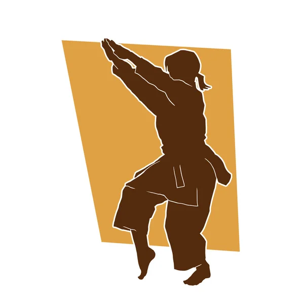 teenager practicing karate martial arts vector silhouette