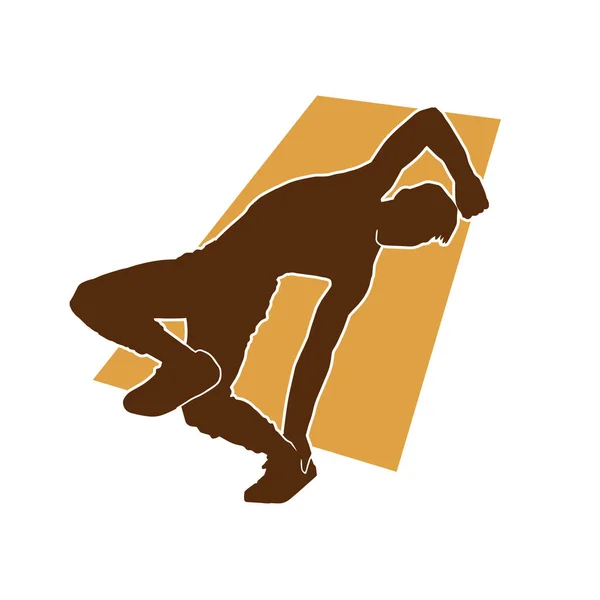 Silhouette Vectorielle Isolée Masculine Danseuse Hip Hop — Image vectorielle