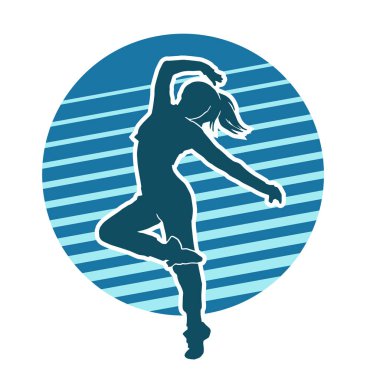 Kadın sokak dansçısı, hip-hop, breakdance vektör silueti beyaz arka planda