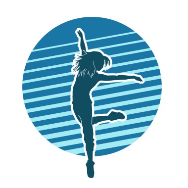 Kadın sokak dansçısı, hip-hop, breakdance vektör silueti beyaz arka planda