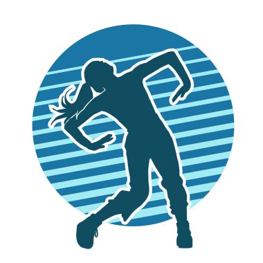 Kadın sokak dansçısı, hip-hop, breakdance vektör silueti beyaz arka planda