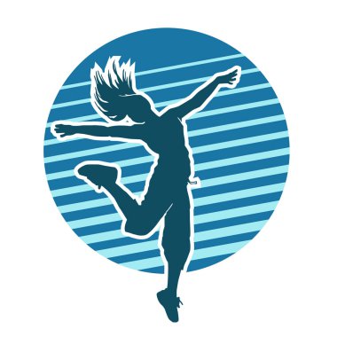 Kadın sokak dansçısı, hip-hop, breakdance vektör silueti beyaz arka planda