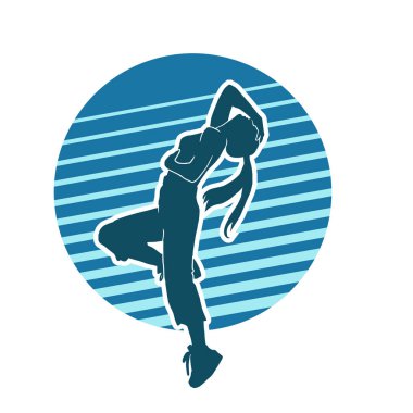 Kadın sokak dansçısı, hip-hop, breakdance vektör silueti beyaz arka planda