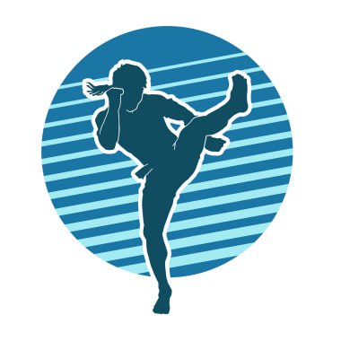 Erkek Muay Thai dövüş sanatları vektör silueti