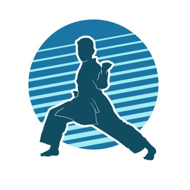 Beyaz arkaplanda gençlik karatesi kelime alıştırması vektör silueti