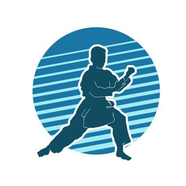 Beyaz arkaplanda gençlik karatesi kelime alıştırması vektör silueti