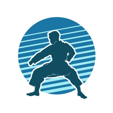 Beyaz arkaplanda gençlik karatesi kelime alıştırması vektör silueti