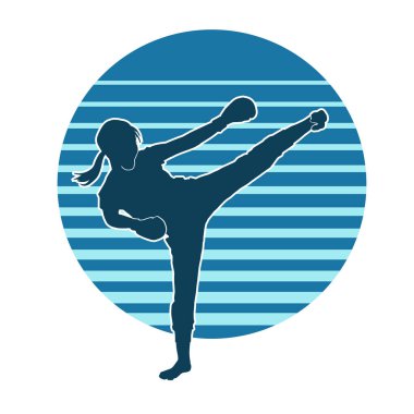 Beyaz arkaplanda gençlik karatesi kelime alıştırması vektör silueti