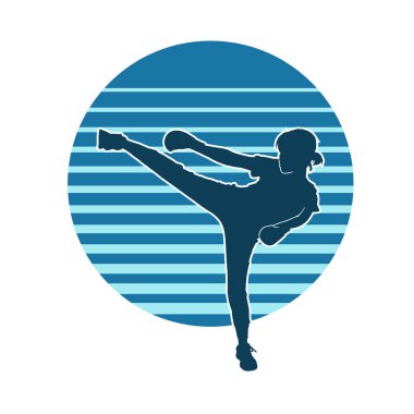 Beyaz arkaplanda gençlik karatesi kelime alıştırması vektör silueti