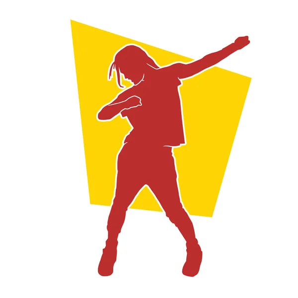 Danseuse Rue Hip Hop Silhouette Vectorielle Breakdance Sur Fond Blanc — Image vectorielle