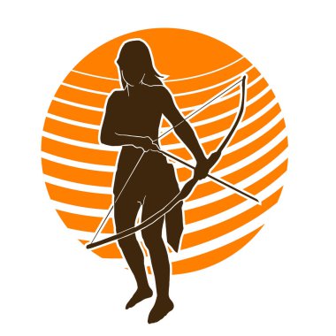 Kadın savaşçı okçu vektör silueti