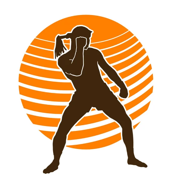 Erkek Muay Thai Dövüş Sanatları Vektör Silueti — Stok Vektör