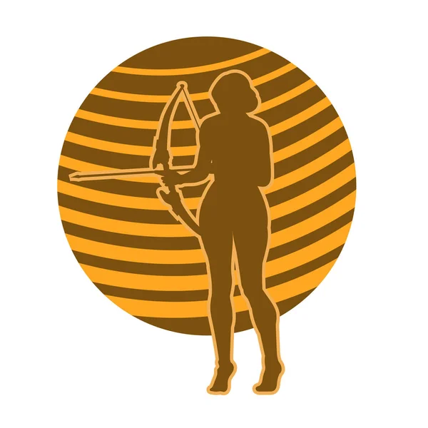 Weibliche Kriegerin Bogenschützin Vektor Silhouette — Stockvektor