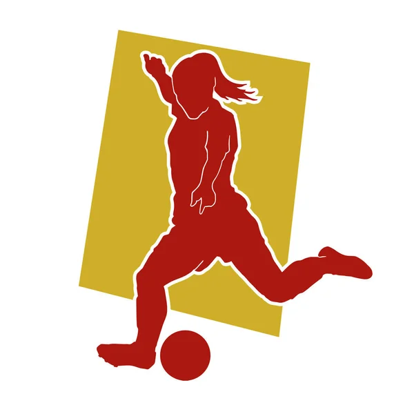 女子サッカー選手 女性サッカー選手のシルエット ストリッカー — ストックベクタ