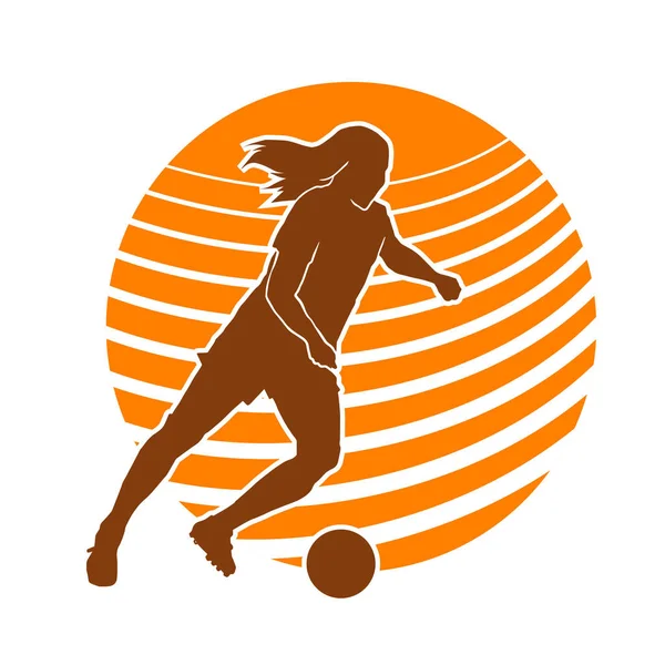 Atleta Fútbol Femenino Mujer Jugador Fútbol Vector Silueta Delantero — Archivo Imágenes Vectoriales