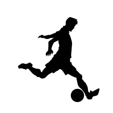 Erkek futbol oyuncusu. Erkek futbolcu vektör silueti. grevci