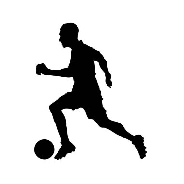 Erkek futbol oyuncusu. Erkek futbolcu vektör silueti. grevci