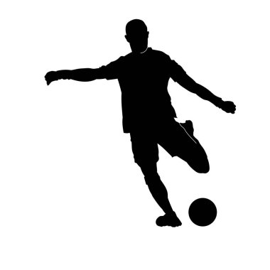 Erkek futbol oyuncusu. Erkek futbolcu vektör silueti. grevci