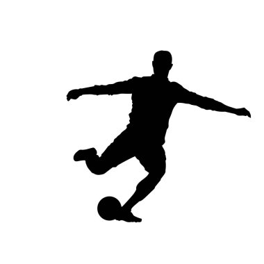 Erkek futbol oyuncusu. Erkek futbolcu vektör silueti. grevci