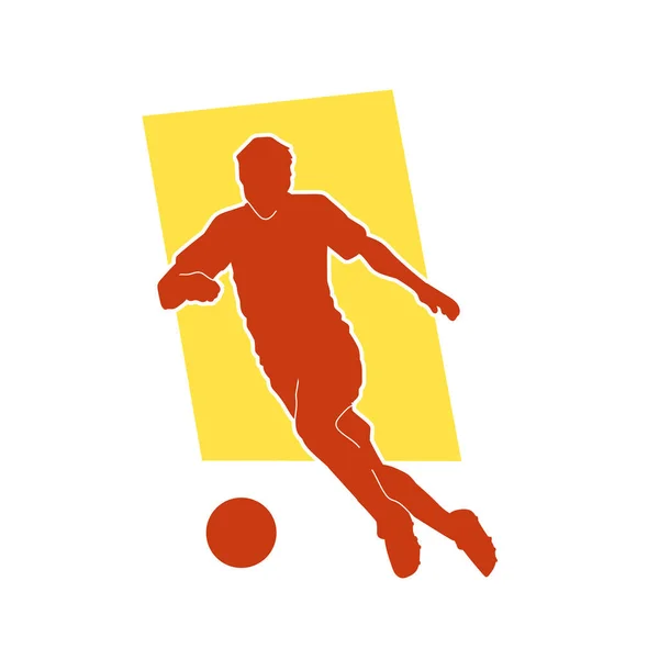 Männlicher Fußballspieler Mann Fußballspieler Vektor Silhouette Stürmer — Stockvektor