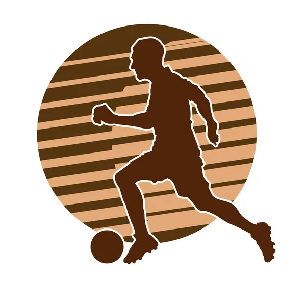 Männlicher Fußballspieler Mann Fußballspieler Vektor Silhouette Stürmer — Stockvektor