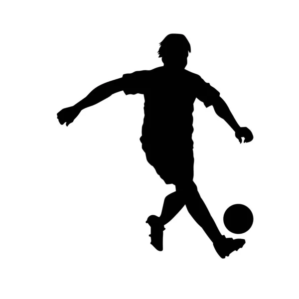 Athlète Masculin Football Homme Joueur Football Silhouette Vectorielle Attaquant — Image vectorielle